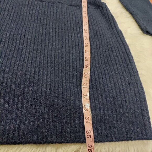 Meshki Navy Blue Chic Rafferty Boat Neck Knit Sweater Dress Women's Size Medium - Picture 11 of 13